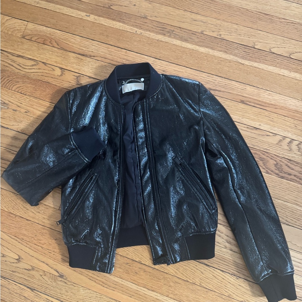 MICHAEL KORS Faux Leather Bomber Jacket